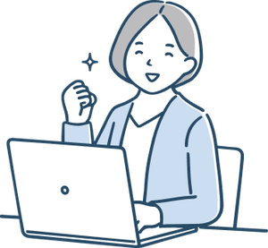 パソコンで相談を受ける女性のイラスト